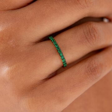 Stapelring Silber 925 Gold Zirkonia Grün Gisser R066YG