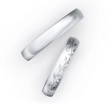 Trauringe / Partnerringe Floral Silber 925 Strichmatt Brillant 0,020 ct.