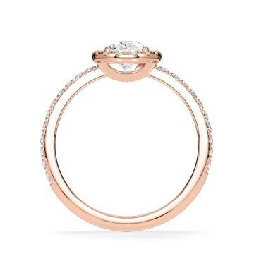 Verlobungsring Rotgold 750 mit 0,5 ct Oval-Diamant LG & Hidden Halo Diamantakzenten – Rubin RU-1902-20