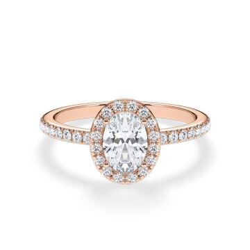 Verlobungsring Rotgold 750 mit 0,5 ct Oval-Diamant LG & Hidden Halo Diamantakzenten – Rubin RU-1902-20