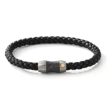 Armband Titan Carbon & 18k Gold, Leder 20cm TeNo 60298