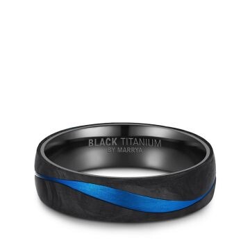 Eheringe Black Titanium Blue Ocean Zirkonia Marrya BT-17