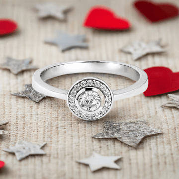 Halo Ring Silber 925 rhodiniert RZ90024