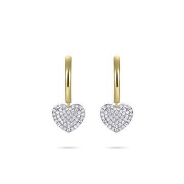 Creolen baumelndes Herz Silber 925 vergoldet Zirkonia Gisser KC1025Y