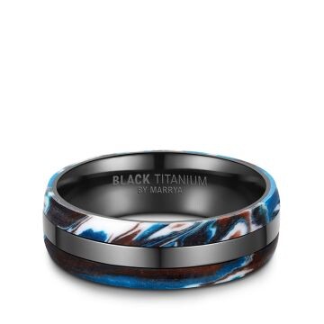 Partnerringe Black Titanium Blue Ocean Zirkonia Marrya BT-16
