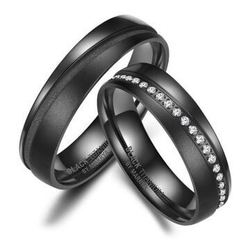 Eheringe Black Titanium Diamant Marrya BT-C-08
