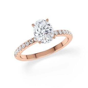 Ring Veiled Halo Oval Diamant Rotgold Rubin 1983