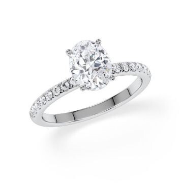 Ring Veiled Halo Oval Diamant Platin Rubin 1983