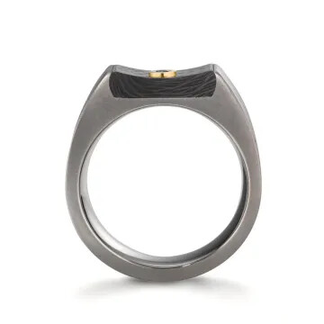 Herrenring Titan Carbon & 18k Gold Diamant schwarz TeNo 52731