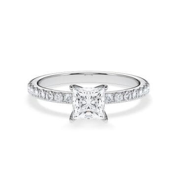 Verlobungsring Hollywood Weißgold 750 Prinzess 1,270 ct Pavé – Rubin RU-1885