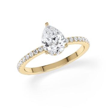 Ring Classic Hidden Halo Tropfen Gelbgold Rubin 1903