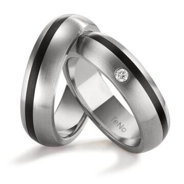 Partnerringe Edelstahl Keramik Tamor Satin TeNo 306404 & 306405