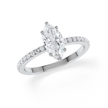 Ring Classic Hidden Halo Marquise Diamant Weißgold Rubin 1901