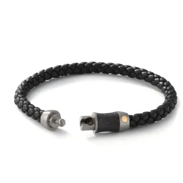 Armband Titan Carbon & 18k Gold, Leder 20cm TeNo 60298