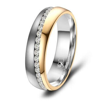 Partnerring Trauring Edelstahl Gold Zirkonia Marrya ES-32