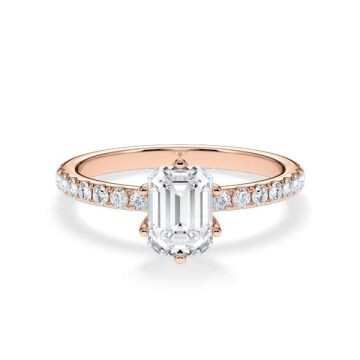 Verlobungsring Hollywood Rotgold 750 Emerald 1,270 ct Pavé – Rubin RU-1881