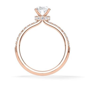 Ring Veiled Halo Oval Diamant Rotgold Rubin 1983