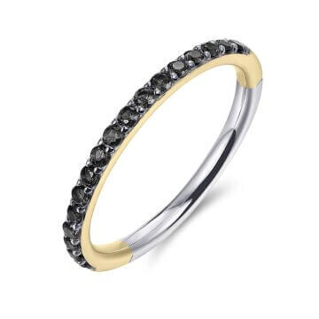 Stapelring Silber 925 Gold Zirkonia Schwarz Gisser R066YZ