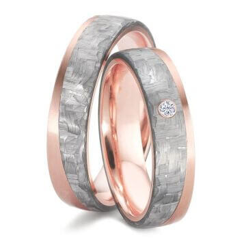 Trauringe Carbon Rotgold 585 Brillant TitanFactory 52618
