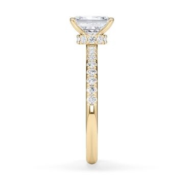 Diamantring Veiled Halo Radiant Gelbgold Rubin 1896