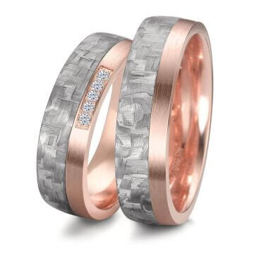 TitanFactory Trauringe Carbon Rotgold 585 Brillant 52615