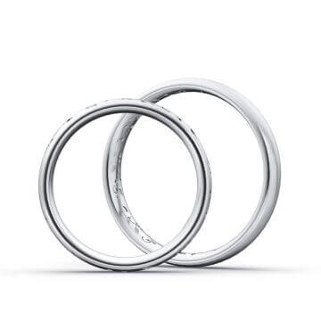 Trauringe / Partnerringe Floral Silber 925 Strichmatt Brillant 0,020 ct.